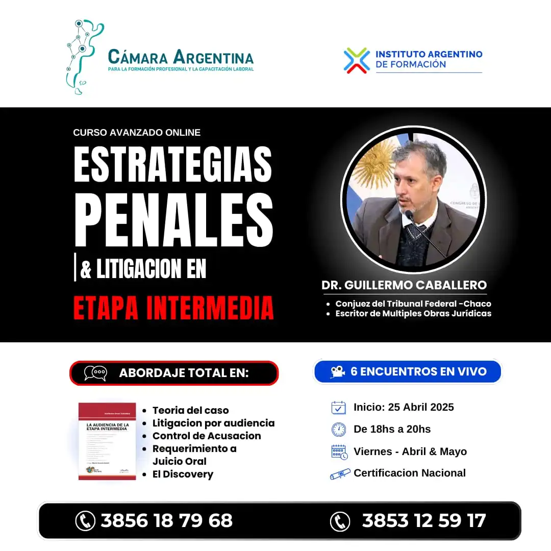 CURSO AVANZADO ONLINE EN ESTRATEGIAS PENALES Y LITIGACIÓN EN ETAPA INTERMEDIA